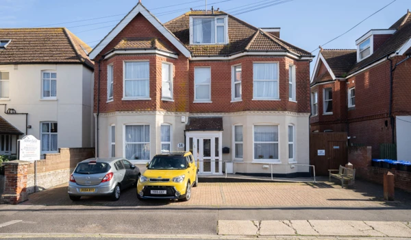 Outside view of entrance to Beachside, sheltered housing in Worthing, West Sussex